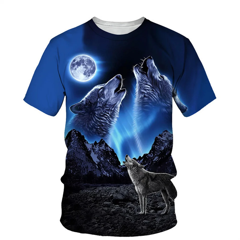 

Cross border 2023 best-selling men's T-shirts from Europe and America Animal Wolf 3D digital printing fashion casual summer shor