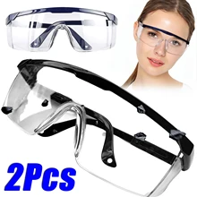 2Pcs Anti-Splash Work Safety Glasses Eye Protecting Lab Goggles Protective Industrial Wind Dust Proof Goggles Cycling Glasses