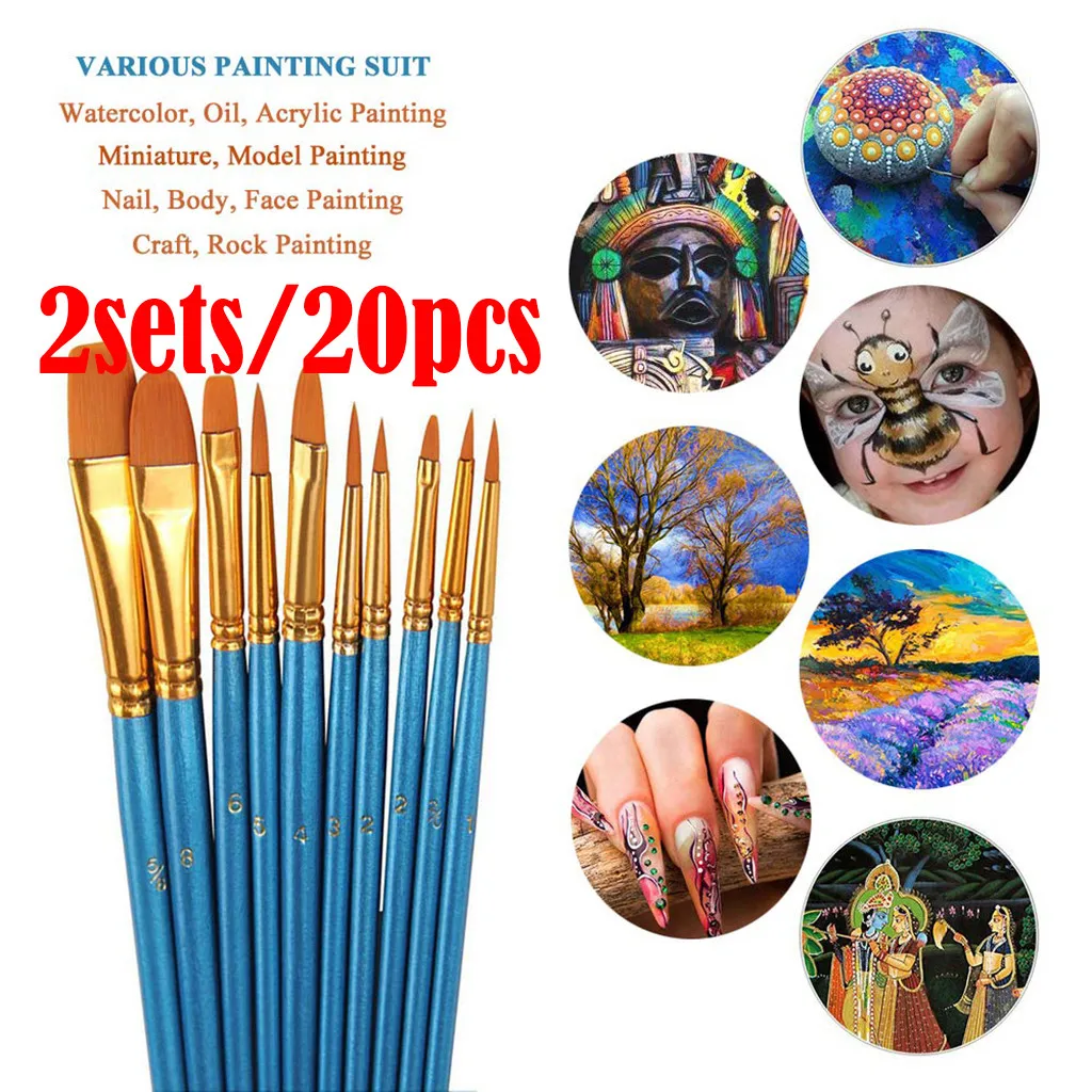 20pcs Nylon Wooden Handle Paint Brush Set for Kids Watercolor Gouache Drawing Painting Art Supplies Home Paint By Number Pen
20pcs Nylon Wooden Handle Paint Brush Set for Kids Watercolor Gouache Drawing Painting Art Supplies Home Paint By Number Pen