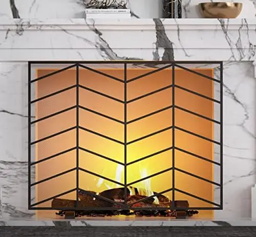 Beauty Single Panel Handcrafted Wrought Iron Mesh Chevron Fireplace Screen, Fire Spark Guard for Living Room, Bedroom Decor
Beauty Single Panel Handcrafted Wrought Iron Mesh Chevron Fireplace Screen, Fire Spark Guard for Living Room, Bedroom Decor