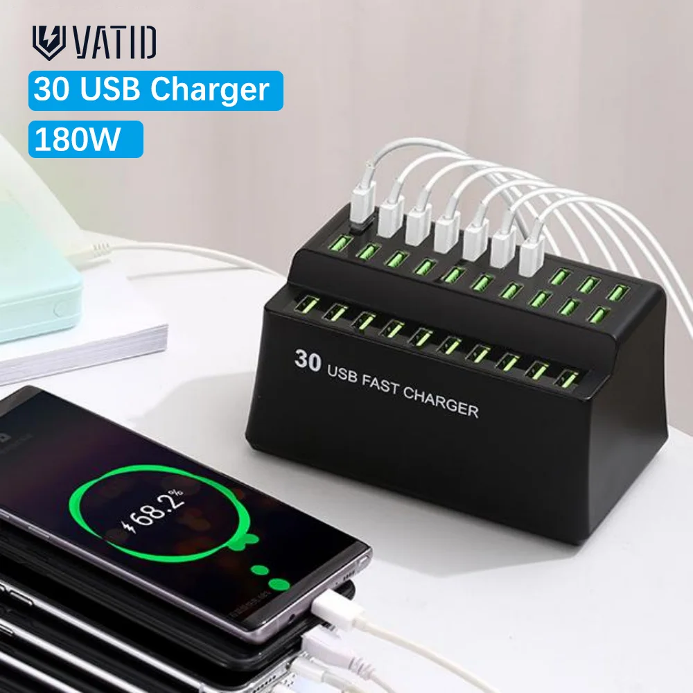 Vatid 30-Port USB Charger 180W Fast Charging Charge Station Power Supply Charger Adapter for iPhone Sumsung Xiaomi Huawei Tablet
Vatid 30-Port USB Charger 180W Fast Charging Charge Station Power Supply Charger Adapter for iPhone Sumsung Xiaomi Huawei Tablet