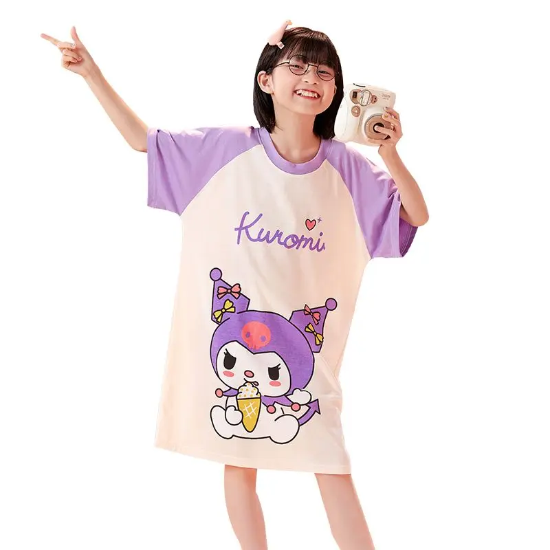 Kawaii Sanrio Hellokittys Girl Nightdress Kuromi My Melody Cinnamoroll Cartoon Anime Kid Short Sleeve Dress New Pajamas Homewear
Kawaii Sanrio Hellokittys Girl Nightdress Kuromi My Melody Cinnamoroll Cartoon Anime Kid Short Sleeve Dress New Pajamas Homewear
