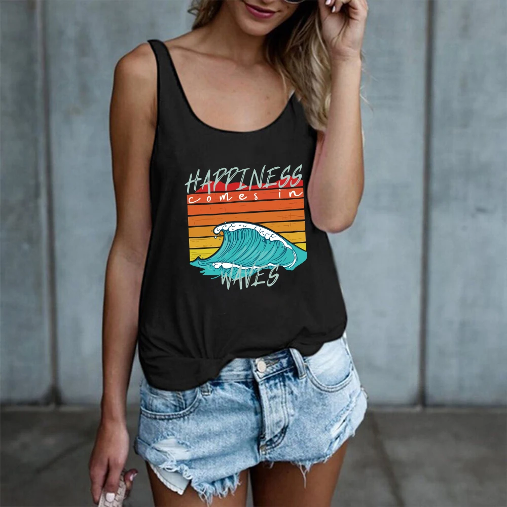 Women Tank Top Sleeveless Oversized Summer Tank Tops Fashion Casual Loose Femme Vest Happiness Comes In Waves Print
Women Tank Top Sleeveless Oversized Summer Tank Tops Fashion Casual Loose Femme Vest Happiness Comes In Waves Print