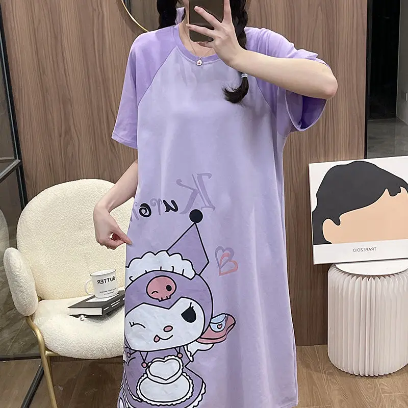 Sanrio Cinnamoroll Kuromi Cartoon Short Sleeve Pajama Dress Women's Summer Thin Cotton Cute Pajamas Casual Dress Home Clothing
Sanrio Cinnamoroll Kuromi Cartoon Short Sleeve Pajama Dress Women's Summer Thin Cotton Cute Pajamas Casual Dress Home Clothing