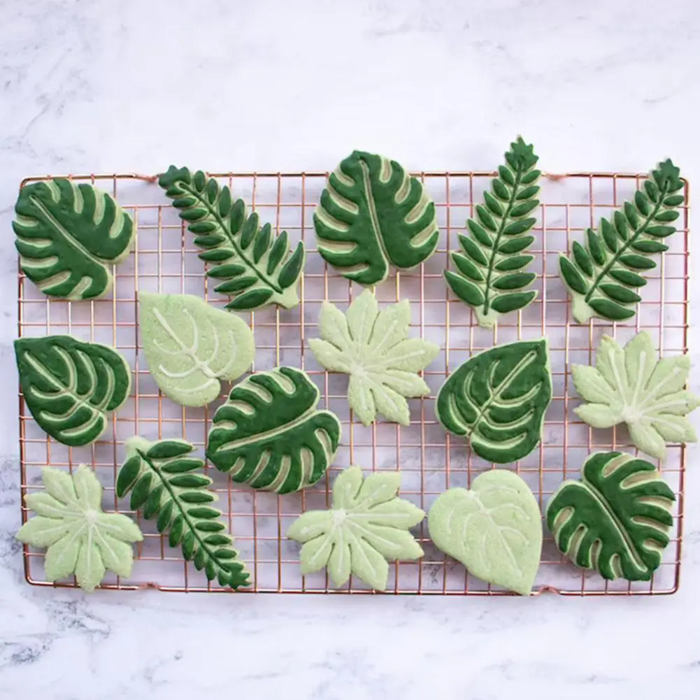 

New Cookie Embosser Mould Agave Ivy Turtle Leaf DIY Plastic Biscuit Mold Fondant Cake Decorating Tools Leaf Pattern Baking Molds