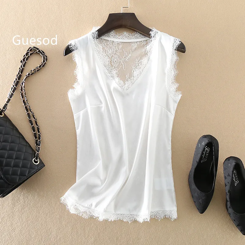 Women Silk Top Tank Female Basic Summer V-Neck Silk Patchwork Lace Sexy Spaghetti Strap Female New
Women Silk Top Tank Female Basic Summer V-Neck Silk Patchwork Lace Sexy Spaghetti Strap Female New