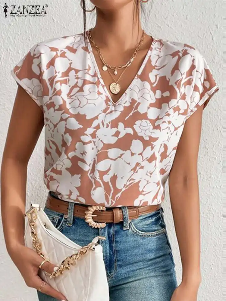 Summer Bohemian Floral Printed Blouse Women Fashion V Neck Short Sleeve Tops ZANZEA Stylish Holiday Blusas Female Party Shirt
Summer Bohemian Floral Printed Blouse Women Fashion V Neck Short Sleeve Tops ZANZEA Stylish Holiday Blusas Female Party Shirt
