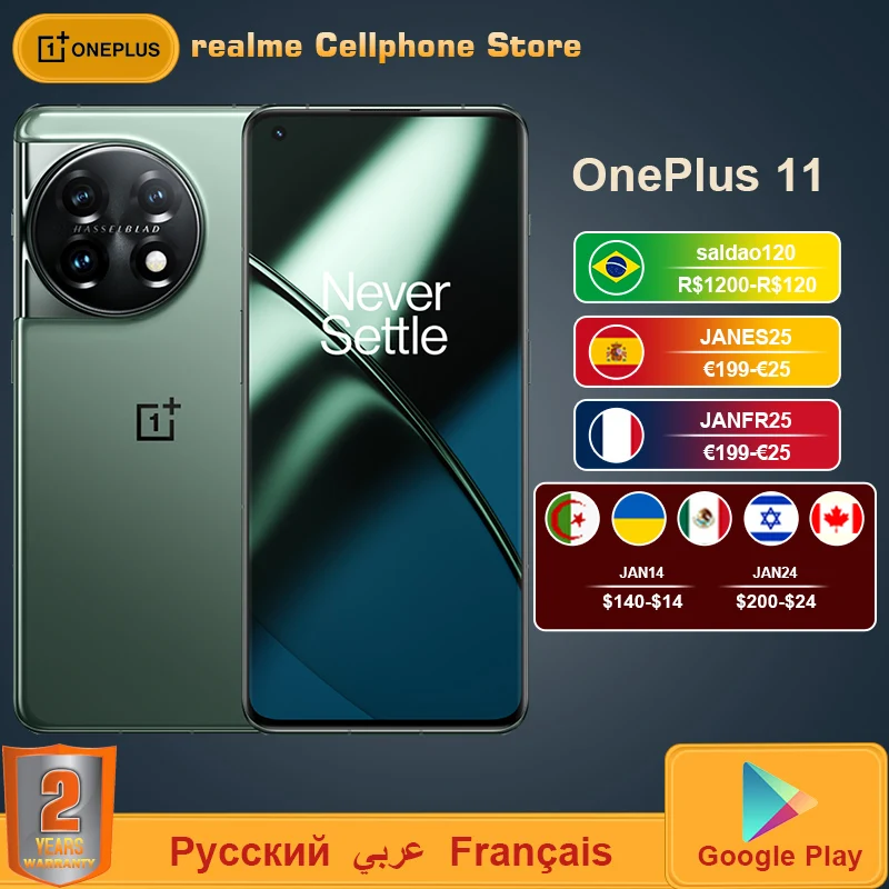 New OnePlus 11 5G Mobile Phone Snapdragon 8 Gen 2 6.7'' 2K AMOLED 5000 mAh 50MP IMX890 Camera 100W Super Charge NFC Smartphone
New OnePlus 11 5G Mobile Phone Snapdragon 8 Gen 2 6.7'' 2K AMOLED 5000 mAh 50MP IMX890 Camera 100W Super Charge NFC Smartphone