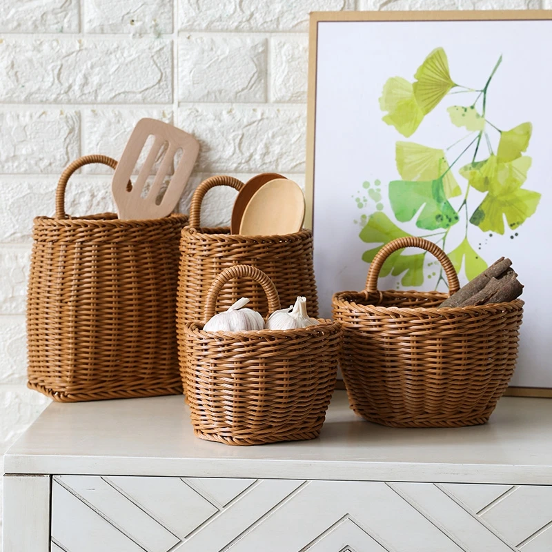 Kitchen Storage Basket with Handle Woven Hanging Baskets for Living Room Fruit Sundries Organizer Home Decor Hand-woven Baskets
Kitchen Storage Basket with Handle Woven Hanging Baskets for Living Room Fruit Sundries Organizer Home Decor Hand-woven Baskets