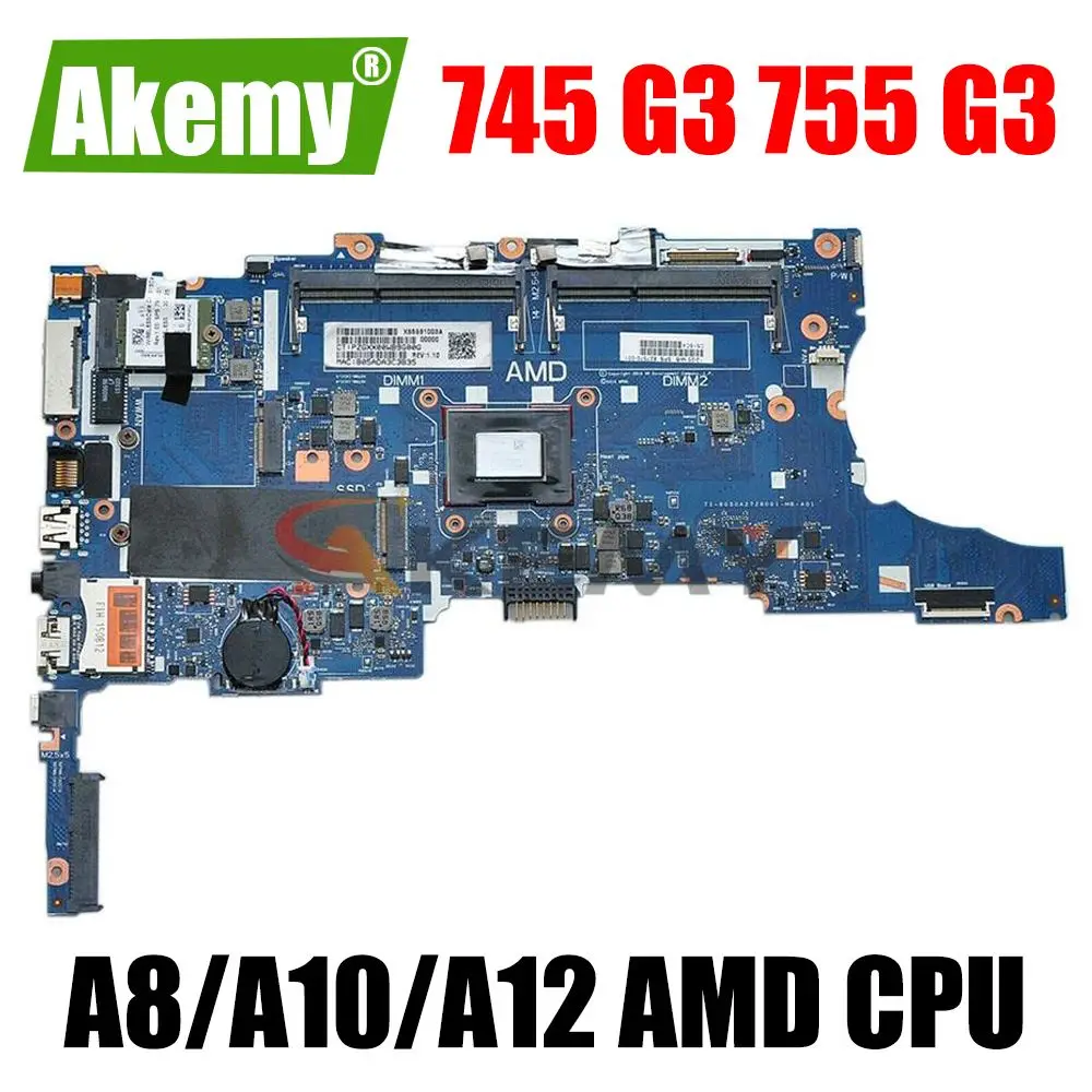 For HP Elitebook 745 G3 755 G3 Laptop Motherboard Mainboard 6050A2728001 Motherboard DDR3 with A8 A10 A12 AMD CPU
For HP Elitebook 745 G3 755 G3 Laptop Motherboard Mainboard 6050A2728001 Motherboard DDR3 with A8 A10 A12 AMD CPU