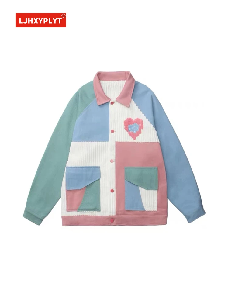 Corduroy Stitching Oversized Jacket Women's Spring Autumn Retro Contrast Color Casual Baseball Uniform Loose Student Style Coat
Corduroy Stitching Oversized Jacket Women's Spring Autumn Retro Contrast Color Casual Baseball Uniform Loose Student Style Coat