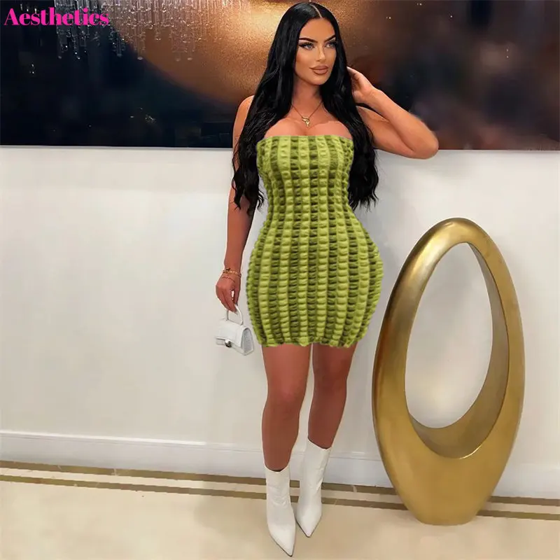 Seersucker Popcorn Strapless Mini Bodycon Dress Women Sexy Color Patchwork Sleeveless High Stretchy Slim Club Party Vestidos
Seersucker Popcorn Strapless Mini Bodycon Dress Women Sexy Color Patchwork Sleeveless High Stretchy Slim Club Party Vestidos