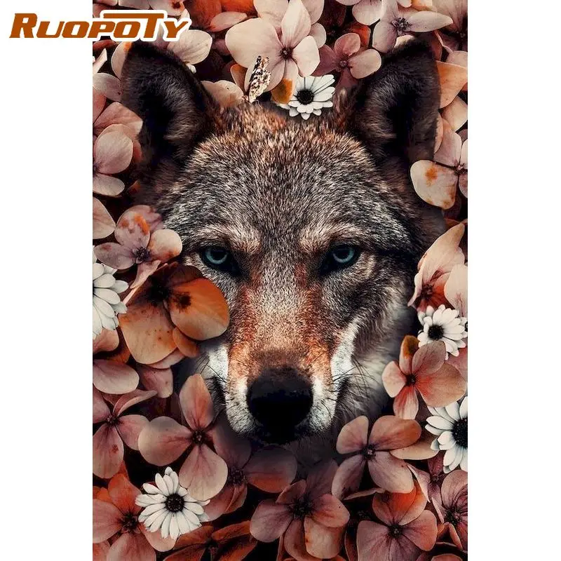 Framed Diy Painting By Numbers Animal Picture By Numbers for Home Decor 40*50cm Doghead with Flower Special Livingroom Decor 
Framed Diy Painting By Numbers Animal Picture By Numbers for Home Decor 40*50cm Doghead with Flower Special Livingroom Decor