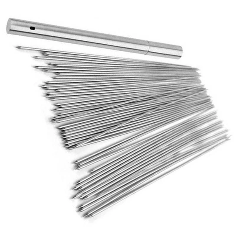 2Pcs 15.7 Inch Barbecue Skewers 50 PCS Stainless Steel BBQ Skewer Needle Sticks With Storage Tube
2Pcs 15.7 Inch Barbecue Skewers 50 PCS Stainless Steel BBQ Skewer Needle Sticks With Storage Tube