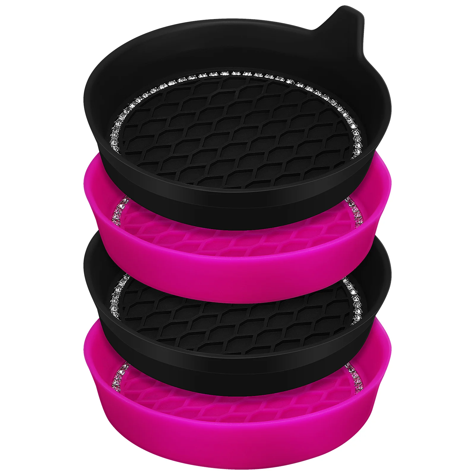 

Car Water Coaster Cup Holder Drink Silicone Auto Mat Universal Bling Automotive Interior Anti-skid Rhinestone Black Coasters