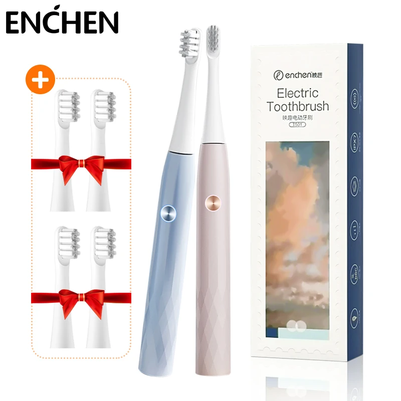 

Электрическая зубная щетка ENCHEN звуковая с вибрацией для взрослых мужчин женщин мужчин перезаряжаемая зубная щетка с мягкой щетиной IPX7 Водонепроницаемая зубная щетка