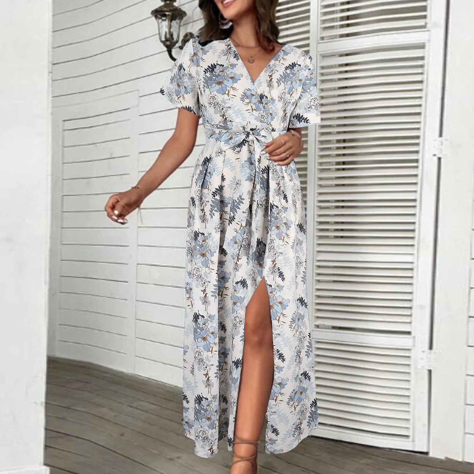 Dress For Women Fashion V Neck Short Sleeve Floral Print Sling Dress Casual Long Maxi Dress Tunic Short Sleeve Dress
Dress For Women Fashion V Neck Short Sleeve Floral Print Sling Dress Casual Long Maxi Dress Tunic Short Sleeve Dress