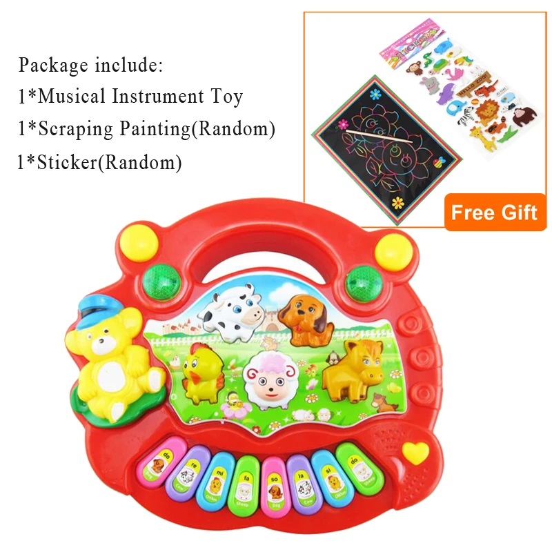 

Musical Instrument Toy Baby Kids Animal Farm Piano Developmental Music Educational Toys For Children Christmas New Year Gift GYH