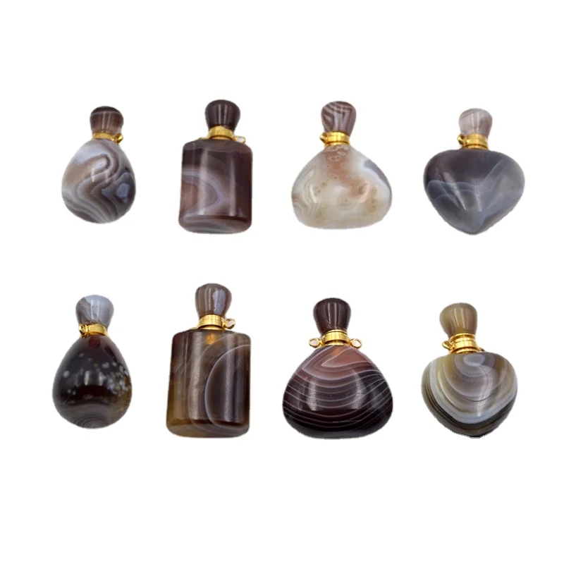 Natural Persian Agates Perfume Bottle Pendant Lace Agates Essential Oils Diffuser Gemstone Vial for Necklace Jewelry Making
Natural Persian Agates Perfume Bottle Pendant Lace Agates Essential Oils Diffuser Gemstone Vial for Necklace Jewelry Making