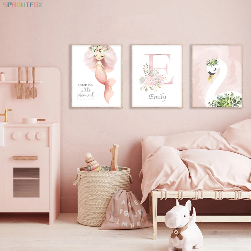 Pink Mermaid Swan Crown Canvas Children Poster Print Baby Girl Nursery Wall Art Picture Painting Nordic Kids Bedroom Decoration 
Pink Mermaid Swan Crown Canvas Children Poster Print Baby Girl Nursery Wall Art Picture Painting Nordic Kids Bedroom Decoration