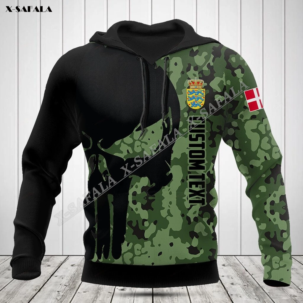 

Denmark Camo Flag Army Veteran 3D Print Spring Autumn Hoodie Men's Outwear Shirt Pullover Hooded Sweatshirt Jersey Casual