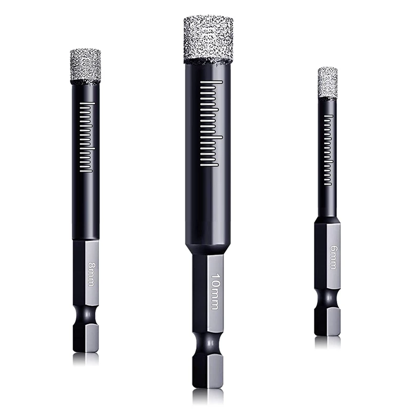 3 Pcs Diamond Drill Bit Porcelain Drill Bit 6Mm 8Mm 10Mm Tile Drill Bits Sets 6Mm Hex Shank Dry Drill Bits
3 Pcs Diamond Drill Bit Porcelain Drill Bit 6Mm 8Mm 10Mm Tile Drill Bits Sets 6Mm Hex Shank Dry Drill Bits