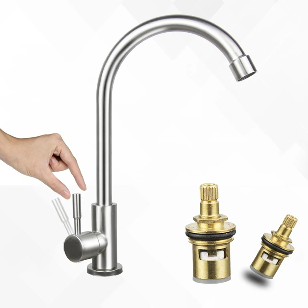 

Stainless Steel Kitchen Faucet 304 Stainless Steel 360°rotation Elbow Kitchen Faucet Single Cold Water Single Lever Hole