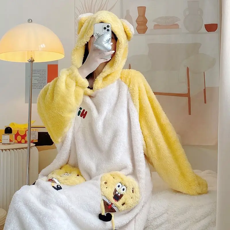 Kawaii Spongebob Robes Cartoon Anime Pajamas for Women Winter Thickening Warm Nightgowns Cute Homewear
Kawaii Spongebob Robes Cartoon Anime Pajamas for Women Winter Thickening Warm Nightgowns Cute Homewear