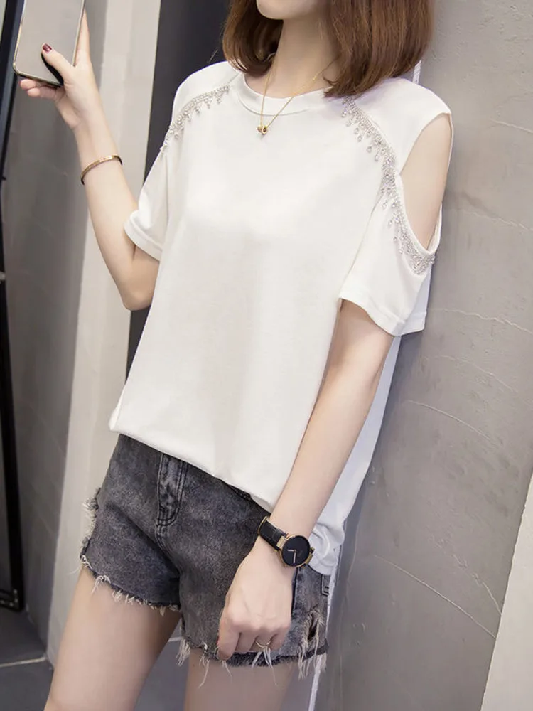 Футболка женская оверсайз стандартная, хлопковая Базовая рубашка с бисером, с коротким рукавом, Свободный Топ с открытыми плечами и кисточк...
Футболка женская оверсайз стандартная, хлопковая Базовая рубашка с бисером, с коротким рукавом, Свободный Топ с открытыми плечами и кисточк...