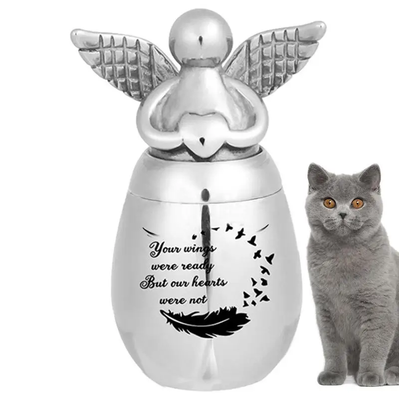 

Dog And Cat Urn Stainless Steel Cremation Urns Funeral Keepsake Pet Dog Cat Cremation Urn Silver Angel Head Memorial To Loved