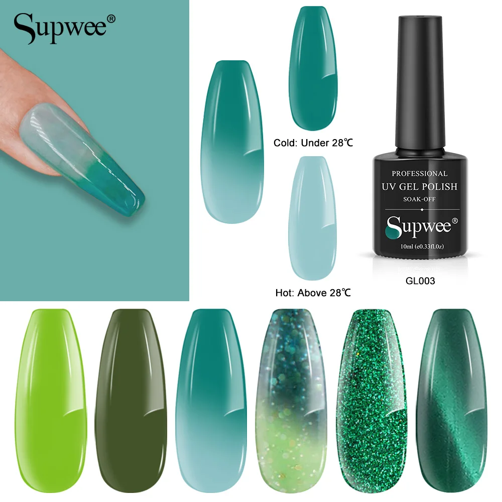 SUPWEE 10ML Thermal Gel Nail Polish Green Color Changing Gel Long Lasting Effect Soak Off UV Gel Nail Art Varnish Nail Manicure
SUPWEE 10ML Thermal Gel Nail Polish Green Color Changing Gel Long Lasting Effect Soak Off UV Gel Nail Art Varnish Nail Manicure