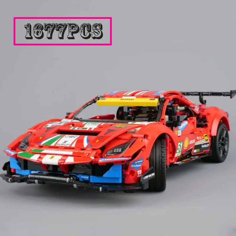 

NEW 488 GTE 'AF Corse Racing Super Sport Car Fit 42125 Car Model Building Block Bricks MOC Diy Toy Gift Kid Birthday