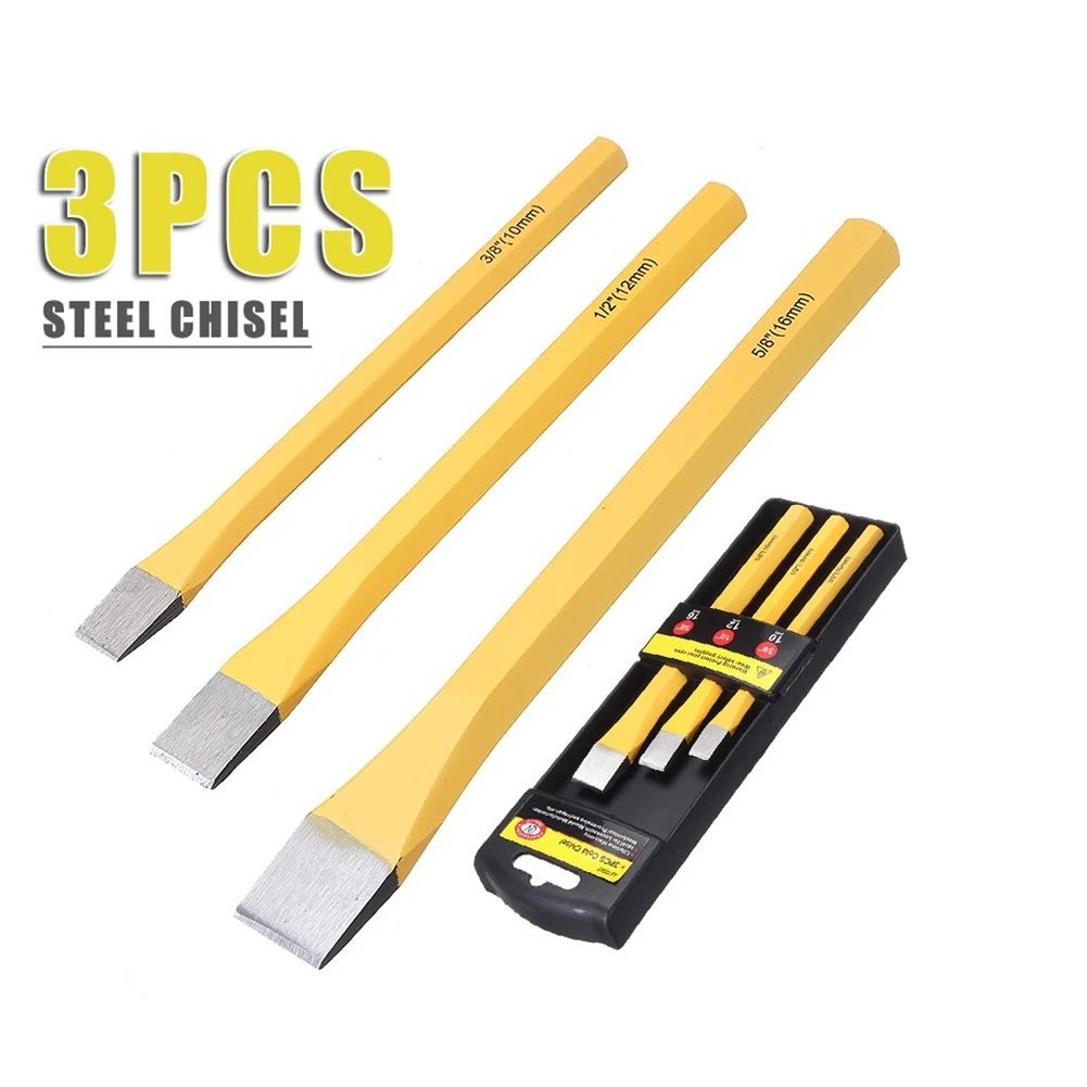 3pcs Flat Chisel Set Solid Steel Flat Chisel Wood Carving Woodworking Hand Tools 3/8'' 1/2'' 5/8'' Fitter Abrasive Repair
3pcs Flat Chisel Set Solid Steel Flat Chisel Wood Carving Woodworking Hand Tools 3/8'' 1/2'' 5/8'' Fitter Abrasive Repair