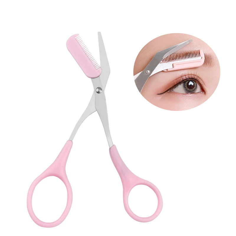 

Sdotter Stainless Steel Facial Hair Removal Shaver Cutter Eyebrow Trimmer Scissors Color Titanium with Comb Removable Makeup Acc