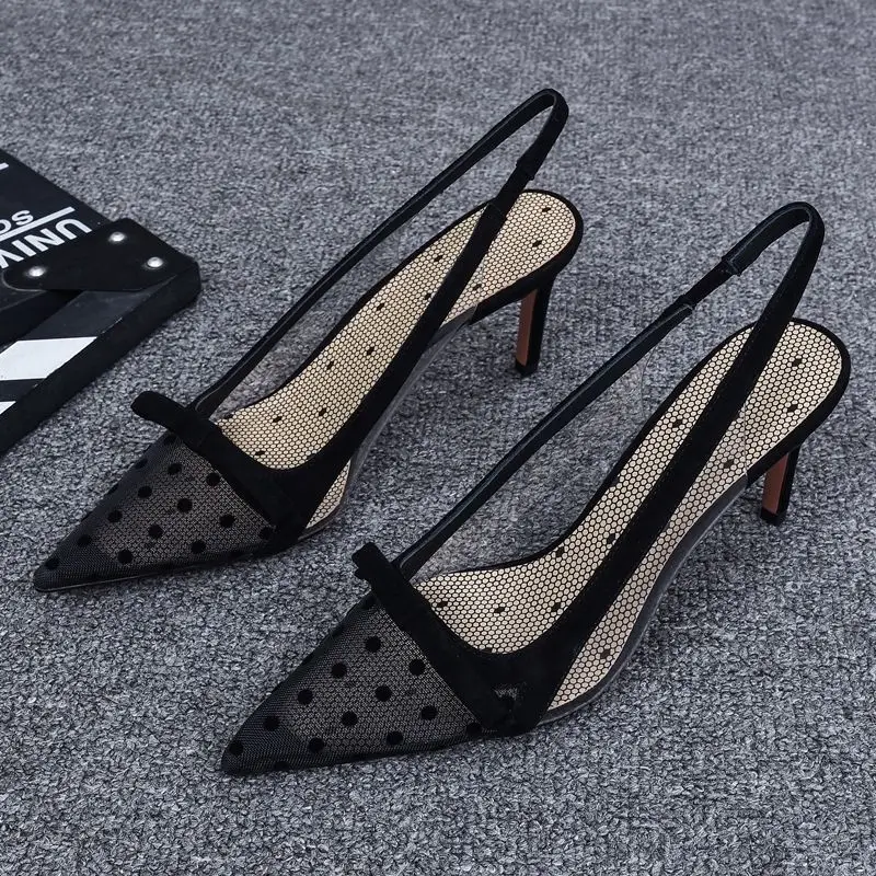 Sandals Women's Summer Women's Shoes New Fashion All-match Fairy Mid-heel Polka-dot High-heeled Shoes Stiletto Toe Shoes
Sandals Women's Summer Women's Shoes New Fashion All-match Fairy Mid-heel Polka-dot High-heeled Shoes Stiletto Toe Shoes