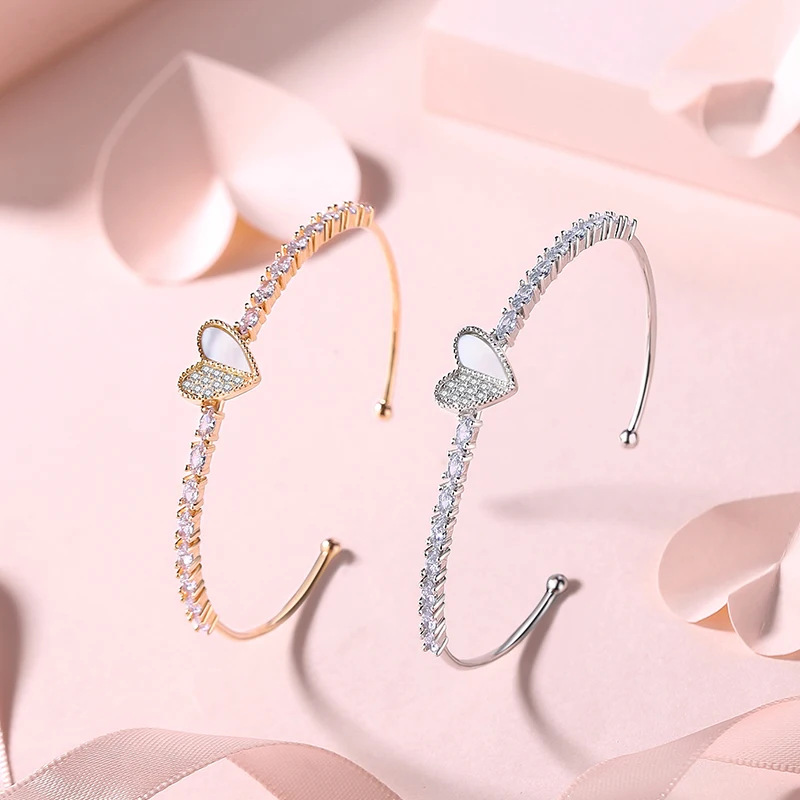 CYJ European Fine 100% S925 Sterling Silver Bangle Pave AAA CZ Heart For Women Birthday Party Gift Jewelry
CYJ European Fine 100% S925 Sterling Silver Bangle Pave AAA CZ Heart For Women Birthday Party Gift Jewelry