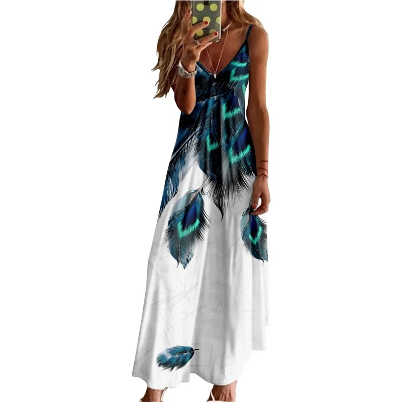 Spring Summer Women V-Neck Strap Printed Sexy Beach Long Maxi Dress Sleeveless Vintage Clothing Holiday Vestido
Spring Summer Women V-Neck Strap Printed Sexy Beach Long Maxi Dress Sleeveless Vintage Clothing Holiday Vestido