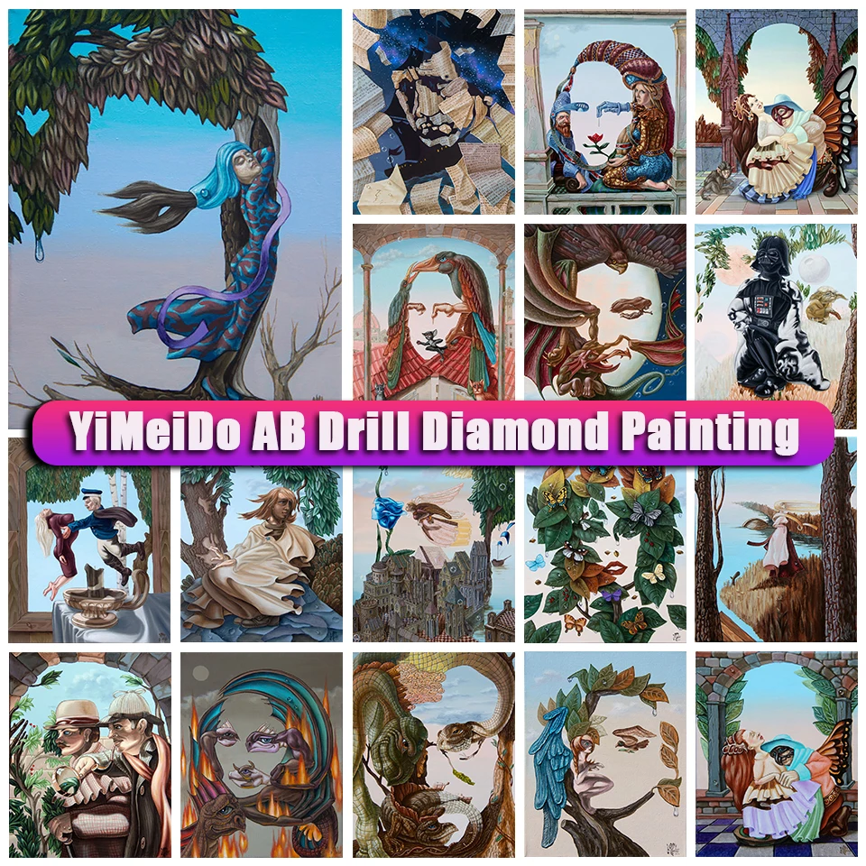 

YIMEIDO Zipper Bag 5D AB Diamond Painting Man Abstract Full Square/Round Diamond Embroidery Portrait Mosaic Cross Stitch Kit