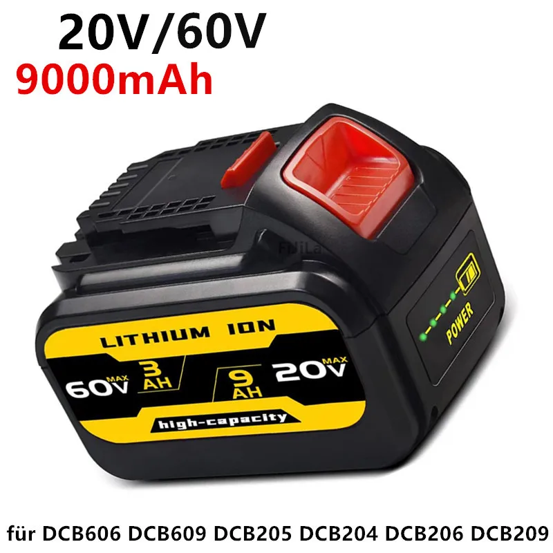 9Ah 20V 60V MAX Ersatz Batterie für Dewalt 20V DCB606 DCB609 DCB205 DCB204 DCB206 DCB209 Power Tools lithium-Ionen Batterien
9Ah 20V 60V MAX Ersatz Batterie für Dewalt 20V DCB606 DCB609 DCB205 DCB204 DCB206 DCB209 Power Tools lithium-Ionen Batterien