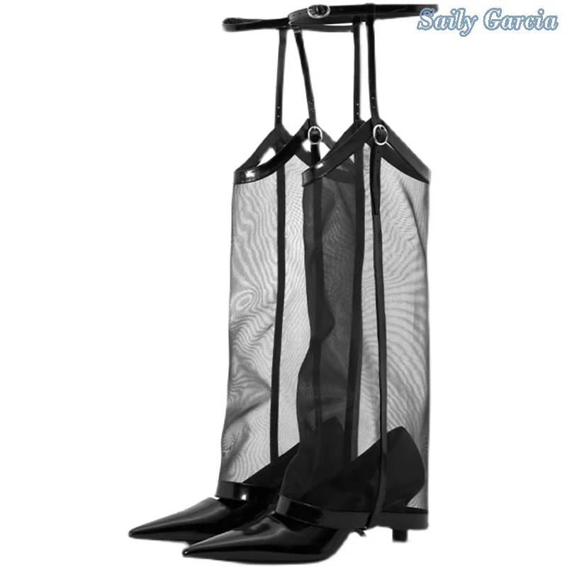 Genuine Leather Mesh Side Hollow Black Pumps Stiletto Heel Pointed Toe Autumn Buckle Solid New Arrival Party Catwalk Shoes
Genuine Leather Mesh Side Hollow Black Pumps Stiletto Heel Pointed Toe Autumn Buckle Solid New Arrival Party Catwalk Shoes