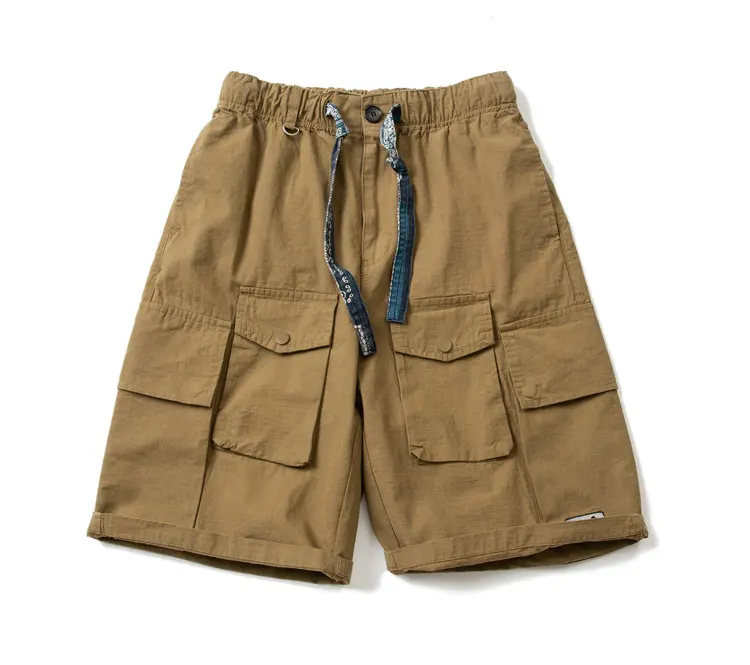 

Summer Men's Cityboy Loose Multi Pocket Shorts National Style Drawstring Men's Pants Trendy Japan Style Khaki Army Green Shorts