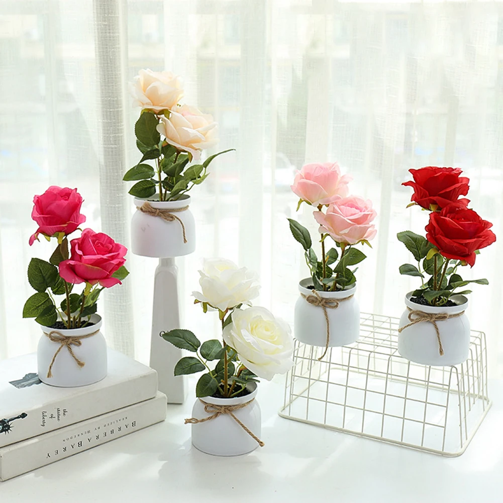 Artificial Rose Flower Bonsai Fake Plants Plastic Potted Plant Home Desktop Simulated Decor Living Room Ornament
Artificial Rose Flower Bonsai Fake Plants Plastic Potted Plant Home Desktop Simulated Decor Living Room Ornament
