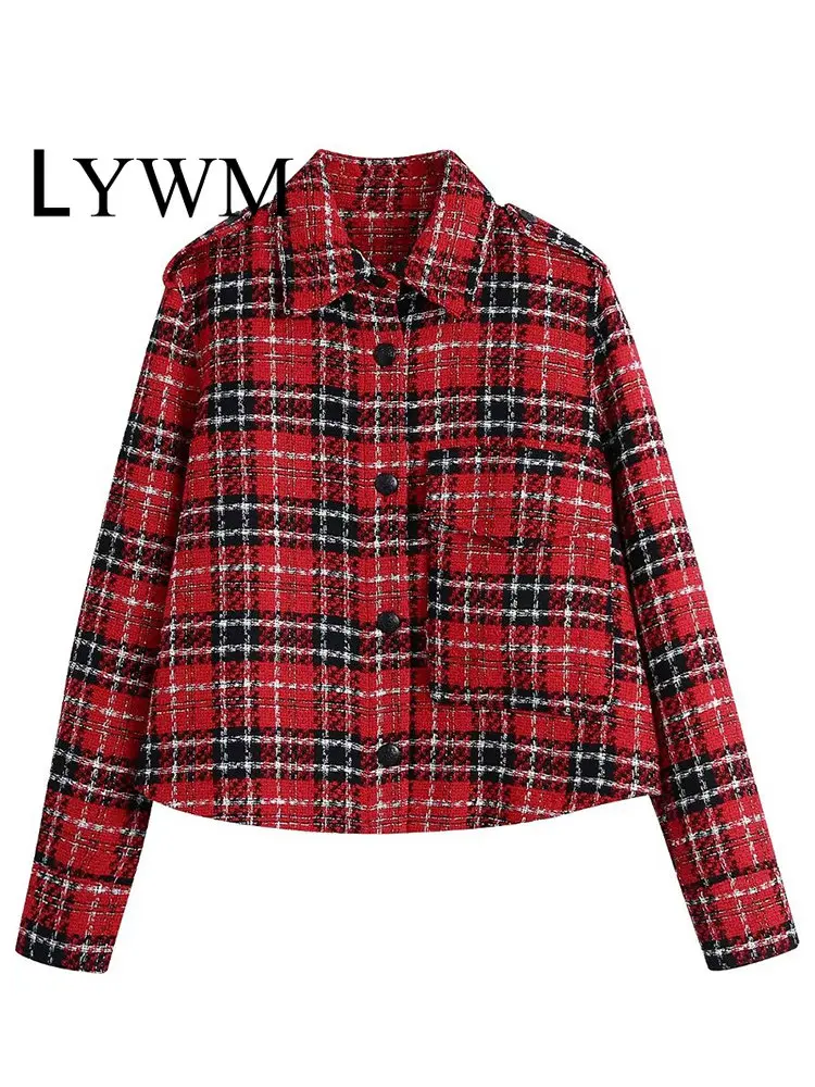 LYWM Women Fashion With Pockets Plaid Single Breasted Crop Jackets Vintage Lapel Neck Long Sleeves Female Chic Lady Outfits
LYWM Women Fashion With Pockets Plaid Single Breasted Crop Jackets Vintage Lapel Neck Long Sleeves Female Chic Lady Outfits