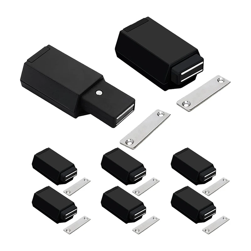 Сверхмощная защелкивающаяся фурнитура для шкафа, 8 магнитных элементов и замок для дверных сенсорных защелков, пластиковые черные защелки для шкафа RV
Сверхмощная защелкивающаяся фурнитура для шкафа, 8 магнитных элементов и замок для дверных сенсорных защелков, пластиковые черные защелки для шкафа RV