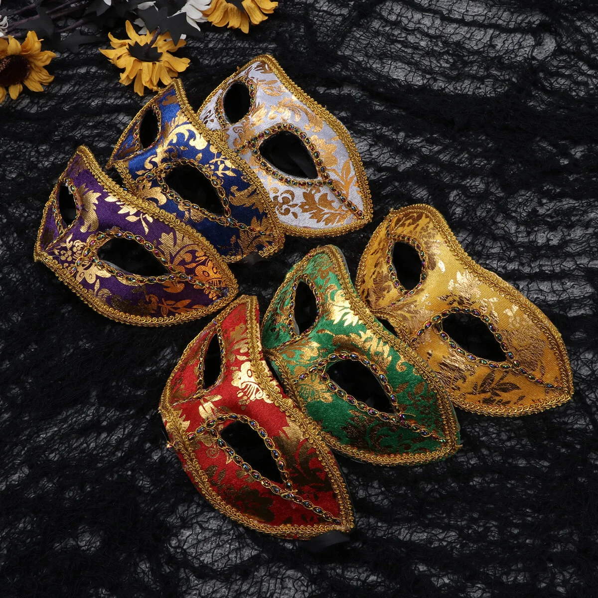 12 Pcs Venetian Mask Halloween Flower Cloth Side Eyeliner Masquerade Mask Ladies Man Mask Cosplay Performance Props Party
12 Pcs Venetian Mask Halloween Flower Cloth Side Eyeliner Masquerade Mask Ladies Man Mask Cosplay Performance Props Party