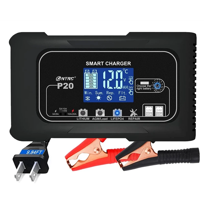 HTRC Smart Battery Charger 12V/20A 24V/10A Lead-Acid(AGM/Gel/SLA.) Car Charger Pulse Repair Charger For Car Boat US Plug
HTRC Smart Battery Charger 12V/20A 24V/10A Lead-Acid(AGM/Gel/SLA.) Car Charger Pulse Repair Charger For Car Boat US Plug
