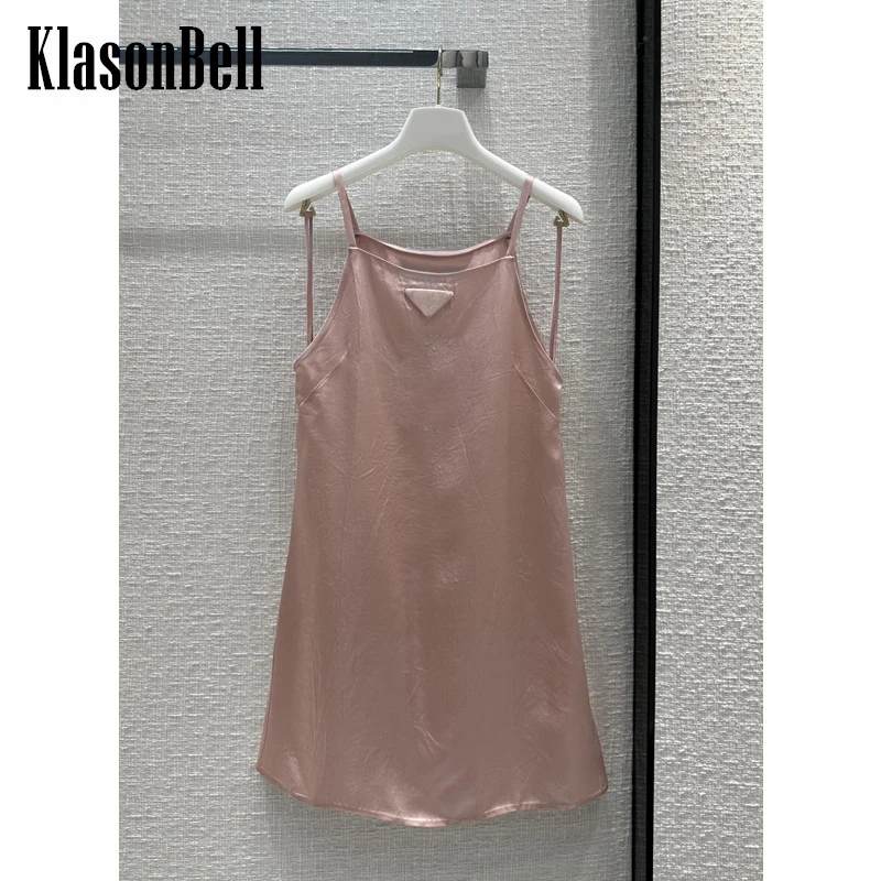 

5.4 KlasonBell Women Elegant Temperament Sexy Slash Neck Sleeveless Spaghetti Strap Pink A-Line Dress