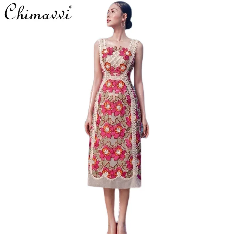 Female Elegant Fashion New Square Collar Sleeveless Floral Dress Slimming Embroidered Lace Patchwork A-line Dress
Female Elegant Fashion New Square Collar Sleeveless Floral Dress Slimming Embroidered Lace Patchwork A-line Dress