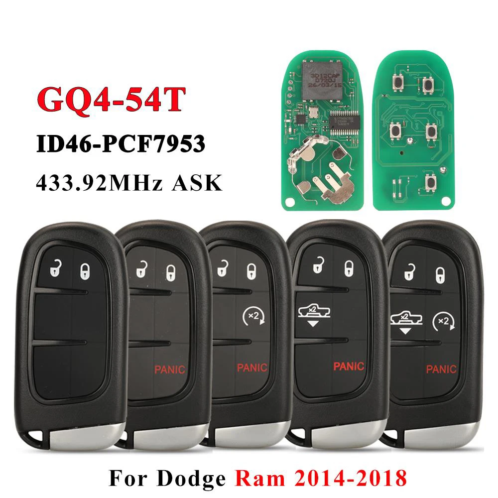 

Умный ключ для Dodge RAM 1500 2500 3500 2013 2014 2016 2017 433 ID46 CHIP 4/5 MHz 2/3/кнопочный автомобильный пульт дистанционного управления