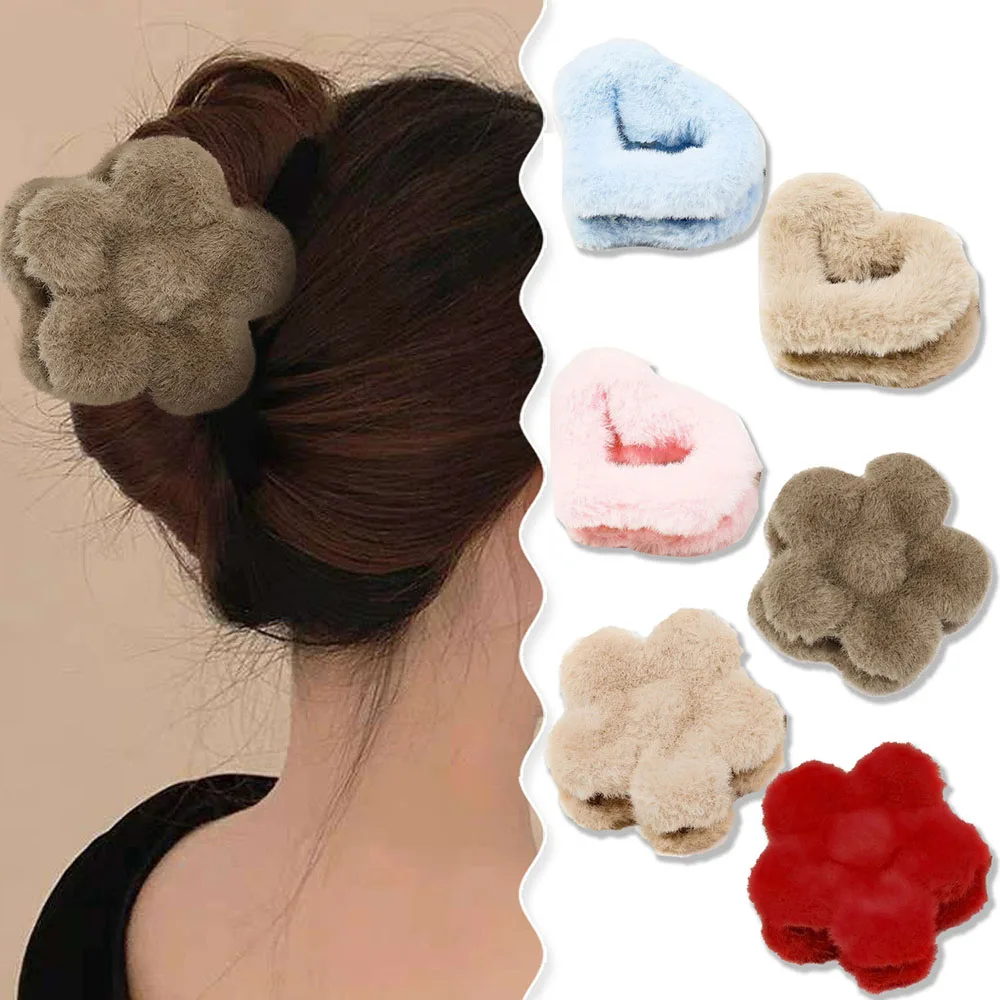 Winter Plush Fur Hair Clip Candy Color Flower Heart-shaped Female Shark Clip Fluffy Clip Crab Clamps Acrylic Hairpins Headwear
Winter Plush Fur Hair Clip Candy Color Flower Heart-shaped Female Shark Clip Fluffy Clip Crab Clamps Acrylic Hairpins Headwear